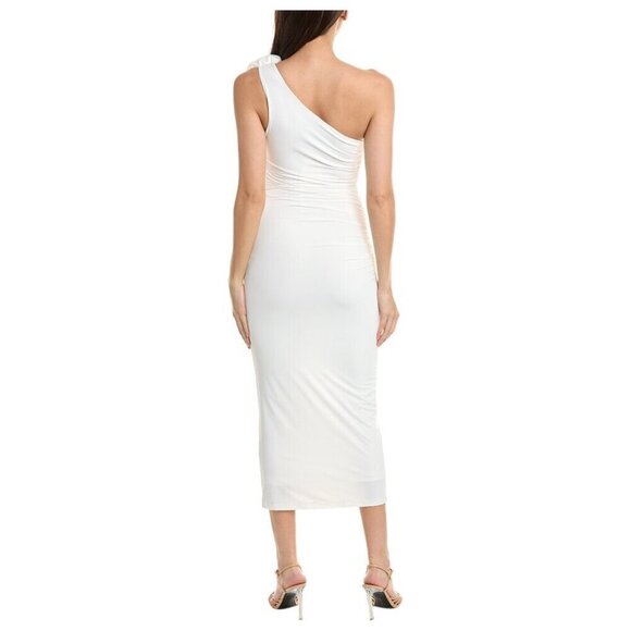 BARDOT Lilita Rosette One-Shoulder Stretch Jersey Midi Dress in Orchid White XS - Picture 2 of 16